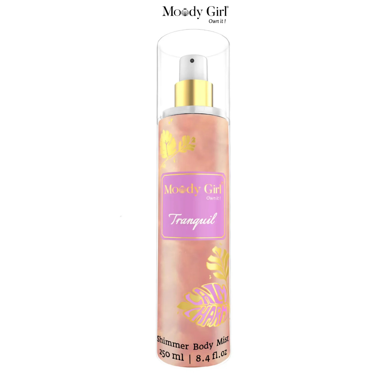 Moody Girl Shimmer Body Mist bottle on a white background