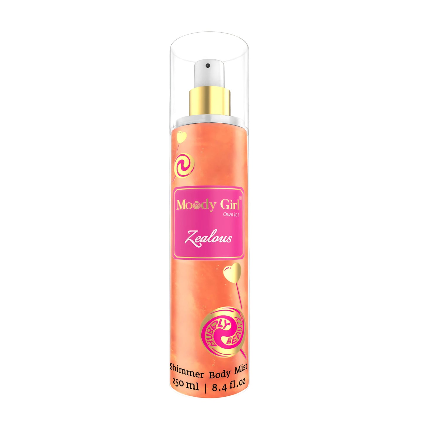 Moody Girl Shimmer Body Mist bottle on a white background