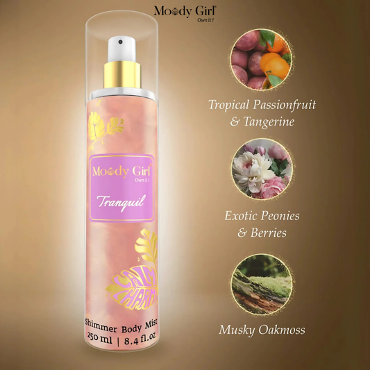 Tranquil - Passionfruit, Tangerine & Peony Shimmer Body Mist – 250ml