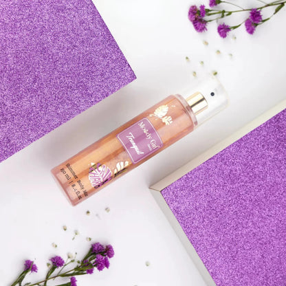 Lip balm with purple packaging on a white background with purple accents