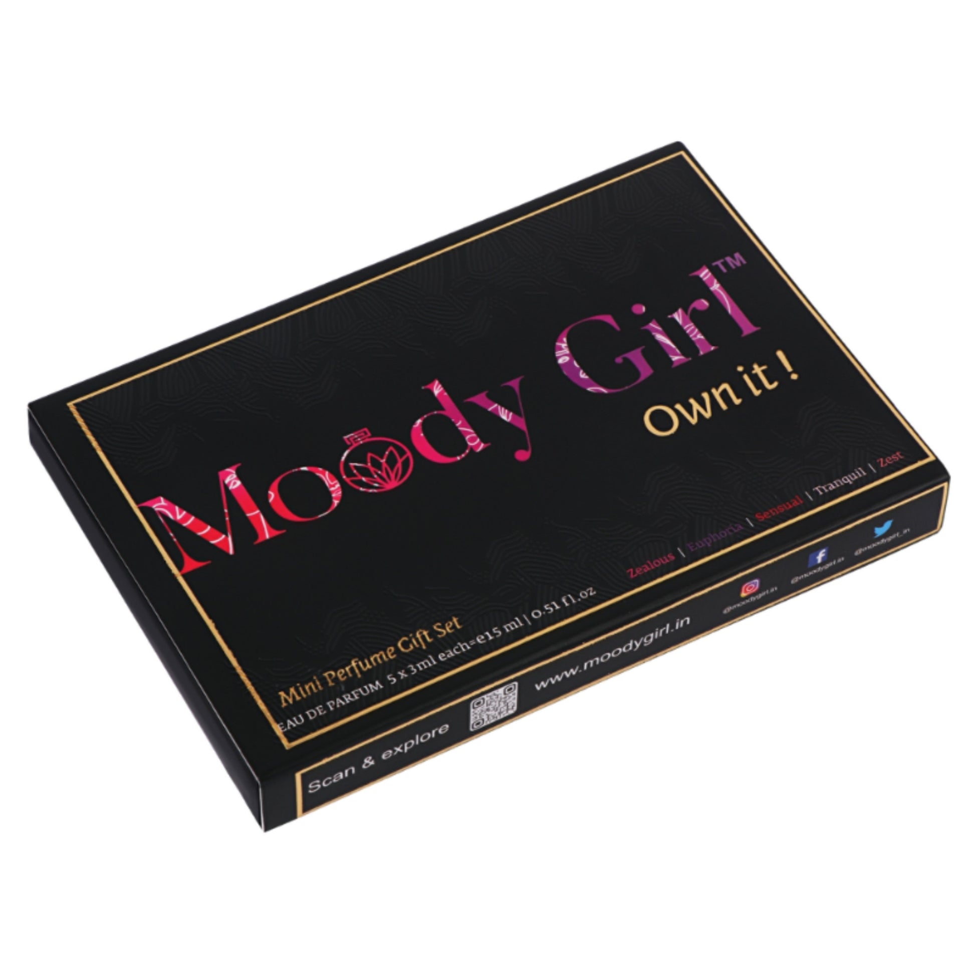 Black box with 'Moody Girl' branding on a white background